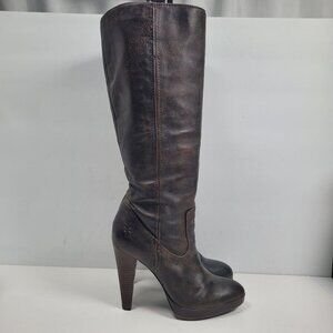 Frye Harlow Campus Women's Charcoal/Black High Heel Tall Boots 77343 US Size 6M